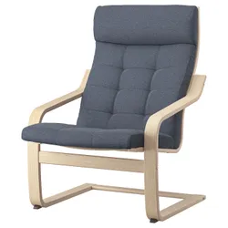 IKEA POÄNG(795.021.88) Кресло, Дубовый шпон, беленый/Gunnared синий