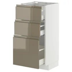 IKEA METOD / MAXIMERA(395.764.83) Шкаф, стоящий с 3 ящиками, белый/voxtorp Gloss Dark -Brown
