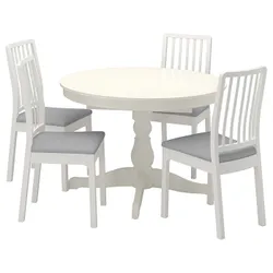 IKEA INGATORP / EKEDALEN(194.827.01) стол и 4 стула, белый белый / Оррста светло-серый