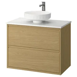 IKEA ÄNGSJÖN / LERSJÖN(795.712.90) Мыть шкафы с ящиками/мытьем/батареей, имит. дуб/белый имитационный мрамор