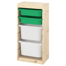 IKEA TROFAST(593.378.11) полка с контейнерами, светлая белая морилка сосновая зеленая / белая