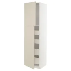 IKEA METOD / MAXIMERA(994.662.88) 2-дверный/4-ящный высокий шкаф, белый/Хавсторп бежевый
