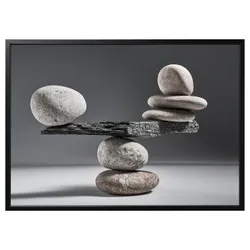 IKEA BJÖRKSTA(295.089.08) картина з рамкою, балансування каменів/чорн
