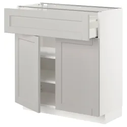 IKEA METOD / MAXIMERA(494.647.72) верхний ящик / 2 двери, белый / лерхиттан светло-серый