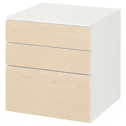 IKEA SMÅSTAD / PLATSA(493.875.71) комод, 3 ящика, белый / береза
