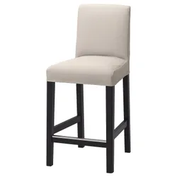 IKEA BERGMUND(193.881.81) Барний стілець зі спинкою, чорний/бежевий Hallarp