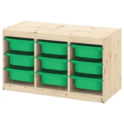IKEA TROFAST(593.315.50) стелаж з контейнерами, світло-біла морилка сосна / зелений