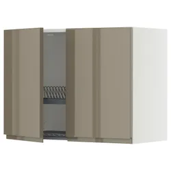 IKEA METOD(095.764.65) Настінна шафа з крапельцем/2 двері, білий/Voxtorp Gloss Dark -brown