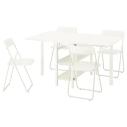 IKEA VIHALS / VIHALS(895.993.64) Стіл та 4 стільці, Таблиця з опущеним білим/складним верхом