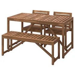 IKEA NÄMMARÖ(395.443.74) стол+2 стула+скамья, снаружи, светло-коричневое пятно
