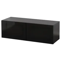 IKEA BESTÅ(290.477.66) сайт, чорно-коричневий / Glassvik black / скло тоноване