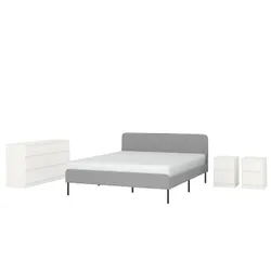 IKEA SLATTUM / KULLEN(994.834.24) комплект мебели для спальни 4 шт., Книса светло-серый/белый