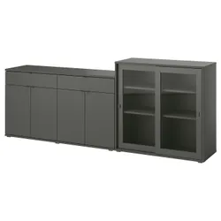 IKEA VIHALS(495.212.06) полка/стеклянная дверь, темно-серый/прозрачное стекло