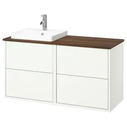 IKEA HAVBÄCK / ORRSJÖN(895.285.12) шафа для умивальника/умивальник/змішувач, білий/коричневий горіх