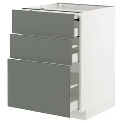IKEA METOD / MAXIMERA (194.330.08) шкаф с выдвижной столешницей / 3 ящика, белый/бодарп серо-зеленый