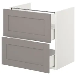 IKEA ENHET(193.223.45) тумба под умывальник с 2 ящиками, белая/серая рамка