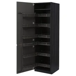 IKEA METOD(794.721.29) висока шафа з висувною коморою, чорний/Voxtorp темно-сірий