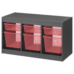 IKEA TROFAST(195.151.03) полка с контейнерами, серый/светло-красный