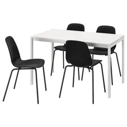 IKEA MELLTORP / LIDÅS(695.090.53) стол и 4 стула, белый белый/черный/черный