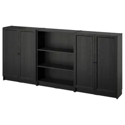 IKEA BILLY / OXBERG(395.781.23) комбинация полок с дверцами, черная имитация дуб