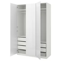 IKEA PAX(193.034.98) гардероб, білий / Фардал глянсовий / білий