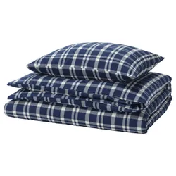 IKEA TORNTUSS(206.177.23) воздуховоды и наволочка, ВМС синий/клетчат