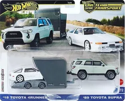 Транспортное средство команды HOT WHEELS №72 HRV37: Toyota Supra 1989 года и Toyota 4Runner 2018 года.