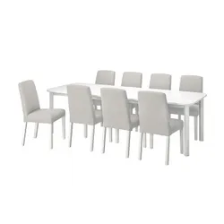 IKEA STRANDTORP / BERGMUND(194.410.94) стол и 8 стульев, белый / орста светло-серый