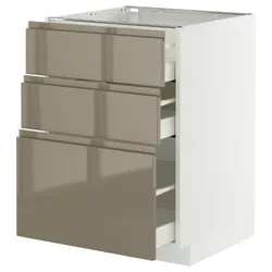 IKEA METOD / MAXIMERA(495.770.19) Шкаф, стоящий с 3 ящиками, белый/voxtorp Gloss Dark -Brown