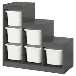 IKEA TROFAST(395.744.41) Полка с контейнерами, серый/белый