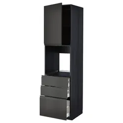 IKEA METOD / MAXIMERA(094.954.07) высокий шкаф/дверь/3 ящика, черный/Upplöv матовый антрацит