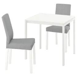IKEA MELLTORP / KÄTTIL  Стол и 2 стула, белый / Knisa светло-серый (894.288.38)