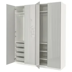IKEA PAX / FARDAL(694.780.99) гардероб, білий / глянцевий світло-сірий