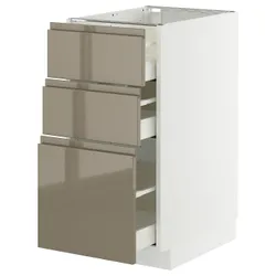 IKEA METOD / MAXIMERA(395.770.86) Шкаф, стоящий с 3 ящиками, белый/voxtorp Gloss Dark -Brown
