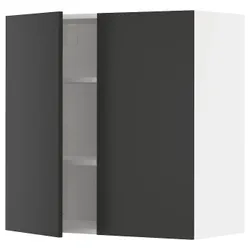 IKEA METOD(994.979.92) навесной шкаф с полками/2 двери, белый/Nickebo матовый антрацит