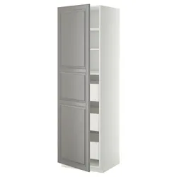IKEA METOD / MAXIMERA(093.787.81) высокий шкаф с ящиками, белый/Бодбин серый