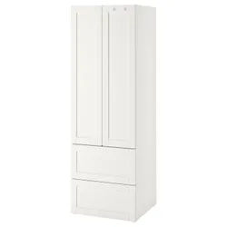 IKEA SMÅSTAD / PLATSA (194.308.49) гардероб, белый белый каркас / с 2 ящиками
