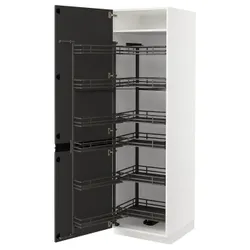 IKEA METOD(394.928.41) высокий шкаф с выдвижной кладовой, белый/Upplöv матовый антрацит