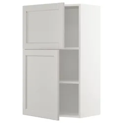 IKEA METOD(794.680.71) навісна шафа з полицями / 2 двер, білий/Lerhyttan світло-сірий