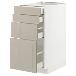 IKEA METOD / MAXIMERA(394.081.21) шкаф ст 4фр / 4ч, белый / Стенсунд бежевый