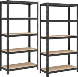 SONGMICS Heavy Duty Metal Shelves, набір з 2 шт., 180 x 90 x 40 см, 5 ярусів, загальне навантаження 875 кг (175 кг / ярус),