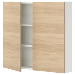 IKEA ENHET(793.236.91) підвісна шафа 2 полиці/двер, білий/імітація дуб