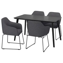 IKEA LISABO / TOSSBERG(792.881.26) стол и 4 стула, черный/металл черный/серый