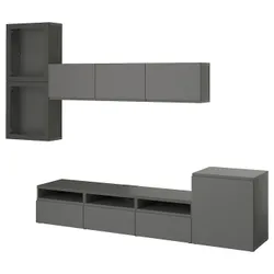 IKEA BESTÅ(795.560.77) Комбінація телевізора та скляних дверей, темно-сірий Västerviken/Sindvik темно-сірий