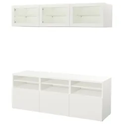 IKEA BESTÅ(994.071.90) комбинация для ТВ/стеклянная дверь, белый / Лаппвикен белый прозрачное стекло