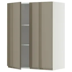 IKEA METOD(795.771.74) настінна шафа з полками/2 двері, білий/Voxtorp Gloss Dark -brown