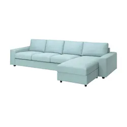 IKEA VIMLE(394.017.80) 4-местный диван с козеткой, с широкими подлокотниками / Saxemara голубой