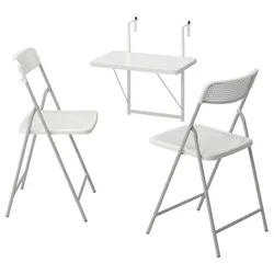IKEA TORPARÖ(594.948.63) садовый стол и 2 складных стула, белый/белый/серый