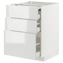 IKEA METOD / MAXIMERA (894.334.96) шкаф с выдвижной столешницей / 3 ящика, белый / Рингхульт светло-серый