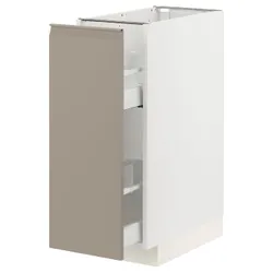 IKEA METOD / MAXIMERA(894.920.37) напольный шкаф/выдвижное внутреннее оборудование, белый/Upplöv матовый тёмно-бежевый